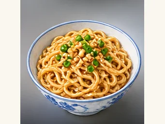 Fuzhou peanut-sauce noodles · 福州拌面 · AI dish illustration