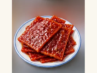 Mingxi dried pork jerky · 明溪肉脯干 · AI dish illustration