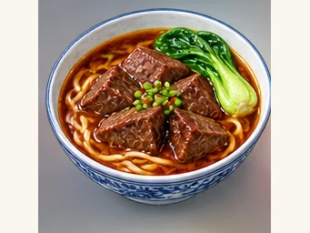 Taiwan beef noodle soup · 牛肉麵 · AI dish illustration
