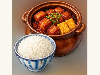 Jining pot-braised pork and rice · 甏肉干饭 · AI dish illustration