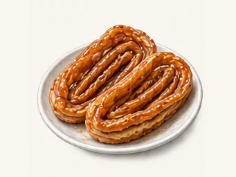 Honey-dipped ear pastries · 糖耳朵 · AI dish illustration