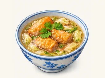 Spanish mackerel thick soup · 土魠魚羹 · AI dish illustration