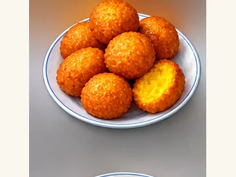Suining sweet-potato balls · 遂州红苕丸子 · AI dish illustration