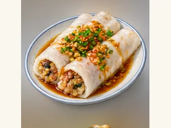 Guangxi rolled rice sheets · 卷筒粉 · AI dish illustration