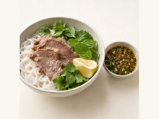 Dai-style lemon sa with rice noodles · 傣味柠檬撒 · AI dish illustration