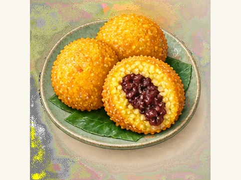 Yellow fried grain cakes · 黄米炸糕 · AI dish illustration