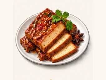Yangjiao spiced dried tofu · 羊角豆干 · AI dish illustration