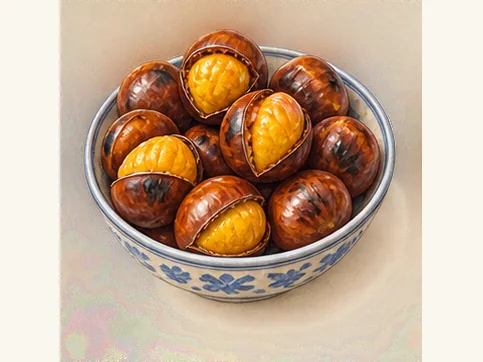 Qianxi chestnuts · 迁西板栗 · AI dish illustration