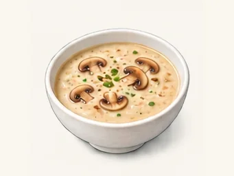 Creamy mushroom soup · 奶油蘑菇汤 · AI dish illustration