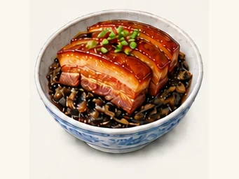 Pork with dried bamboo shoots · 笋干扣肉 · AI dish illustration