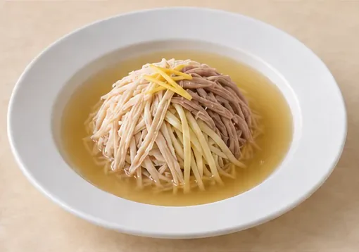 扣三丝 · Three Shredded Ingredients in Clear Broth · AI dish illustration