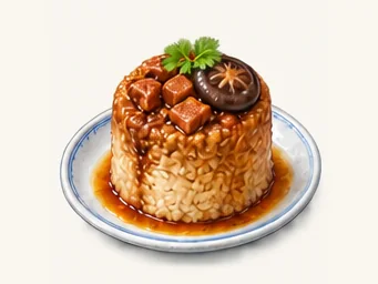 Cylinder-steamed sticky rice · 筒仔米糕 · AI dish illustration