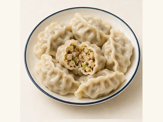 Tianjin festive vegetable dumplings · 天津素饺子 · AI dish illustration