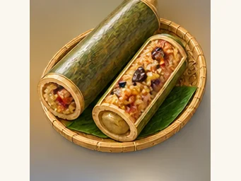 Chongzuo bamboo rice · 崇左竹筒饭 · AI dish illustration