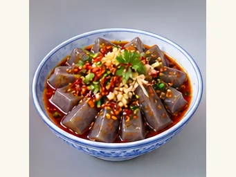 Lentil jelly noodles · 扁豆凉粉 · AI dish illustration