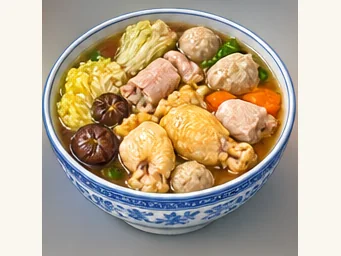 Baoqing steamed mixed-meat basin · 宝庆大蒸盆 · AI dish illustration