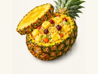 Pineapple rice · 菠萝饭 · AI dish illustration