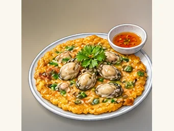 Chaoshan oyster omelet · 蚝烙 · AI dish illustration
