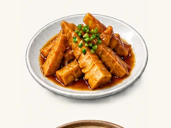 Oil-braised spring bamboo shoots · 油焖春笋 · AI dish illustration