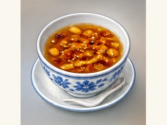 Xiangyin ginger, sesame and bean tea · 湘阴姜盐芝麻豆子茶 · AI dish illustration