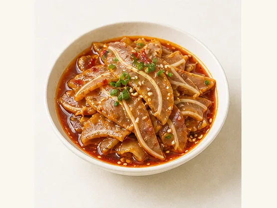 Sichuan sliced pig ears in chilli oil · 红油耳片 · AI dish illustration