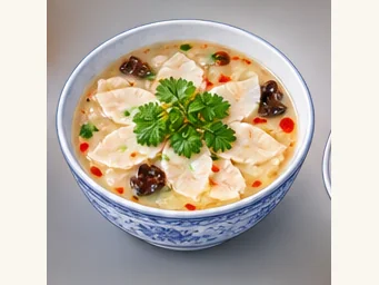 Hot-sour wuyudan soup · 酸辣乌鱼蛋汤 · AI dish illustration