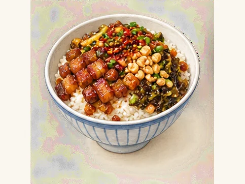 Guiyang sticky-rice breakfast · 贵阳糯米饭 · AI dish illustration