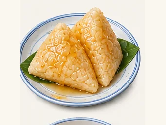 Honey cold rice dumplings · 蜂蜜凉粽子 · AI dish illustration