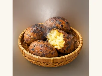 Qinghai ember-baked potatoes · 焪洋芋 · AI dish illustration