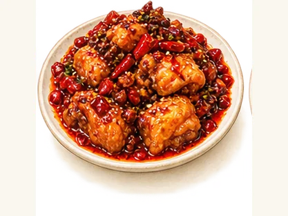 Xuanhan mala chicken · 宣汉麻辣鸡 · AI dish illustration