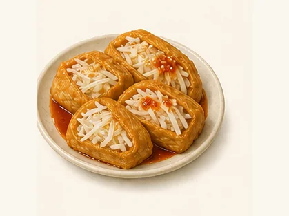 Leshan tofu pockets with radish · 乐山夹丝豆腐干 · AI dish illustration