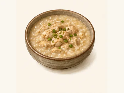 Shuangjiang Wa chicken rice porridge · 双江佤族鸡肉烂饭 · AI dish illustration