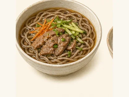 Hure buckwheat noodles · 库伦荞面 · AI dish illustration