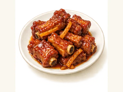 Xinhui tangerine-peel pork ribs · 新会陈皮骨 · AI dish illustration