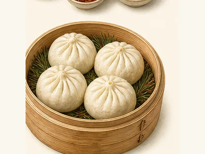 Chengde pine-twig steamed buns · 承德松枝包子 · AI dish illustration