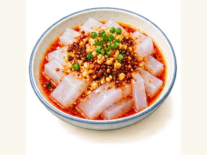 Danshan cold starch jelly · 丹山凉粉 · AI dish illustration