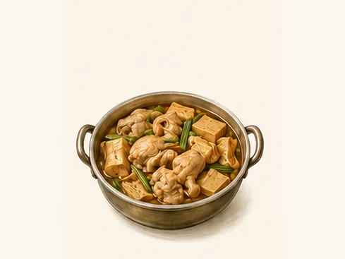 Dafang dried-tofu chicken hotpot · 大方豆干鸡火锅 · AI dish illustration
