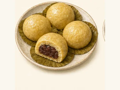 Harqin sticky bean buns · 喀喇沁黏豆包 · AI dish illustration