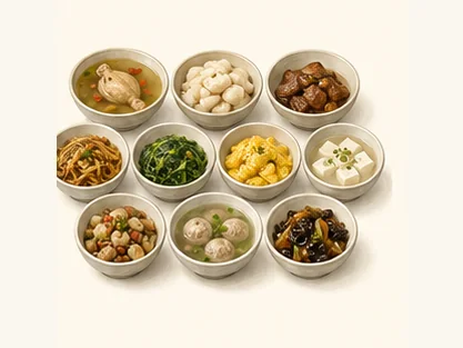 Wenxian Baima ten-bowl feast · 文县白马十大碗 · AI dish illustration