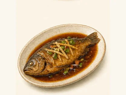 Duliu braised fish · 独流焖鱼 · AI dish illustration
