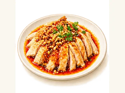 Yingjing bangbang chicken · 荥经棒棒鸡 · AI dish illustration