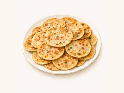 Heliu small bean pancakes · 河溜小豆饼 · AI dish illustration