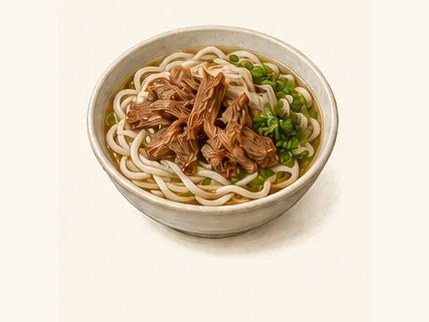 Weishan braised-pork rice noodles · 巍山扒肉饵丝 · AI dish illustration