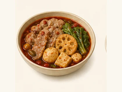 Chengdu maocai mixed spicy bowl · 成都冒菜 · AI dish illustration