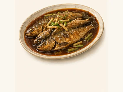 Lianyungang braised shaguang fish · 连云港红烧沙光鱼 · AI dish illustration