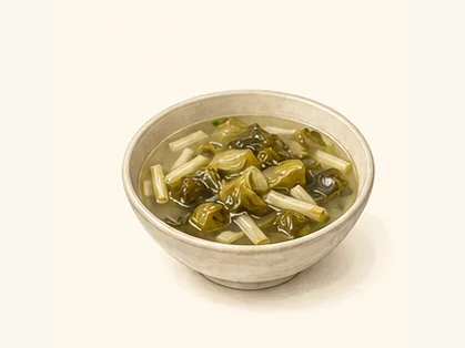Tibetan pickled-greens soup · 藏式酸菜汤 · AI dish illustration