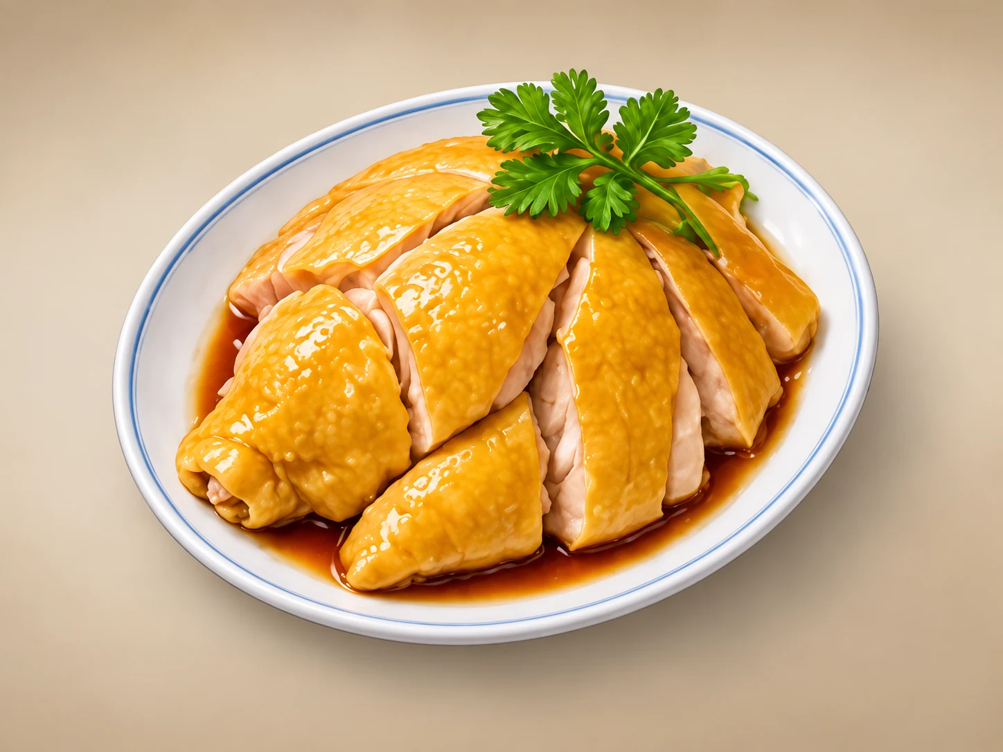 Soy sauce chicken · 豉油鸡 — AI dish illustration