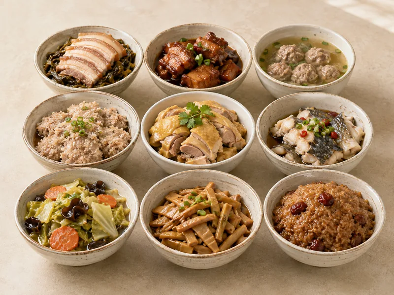 九大碗 · Sichuan nine-bowl banquet · AI dish illustration