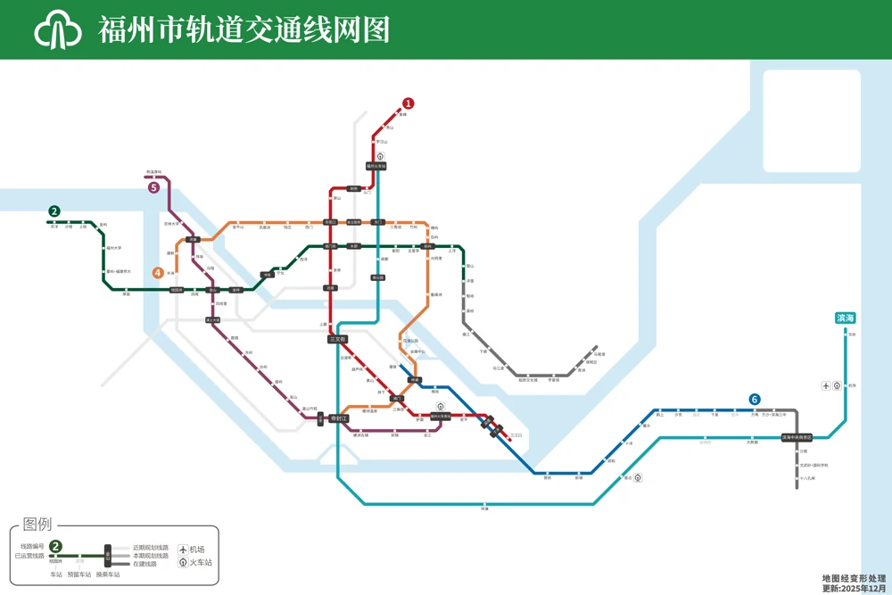 Fuzhou rail network diagram · 福州轨道交通线路图