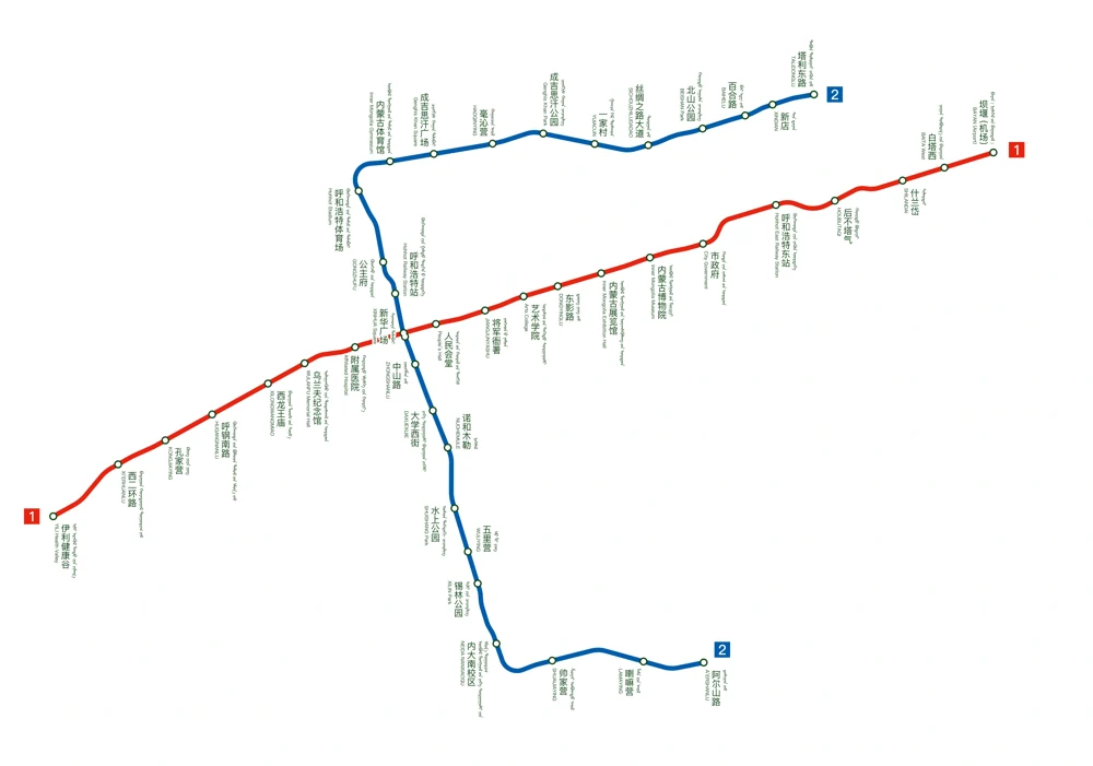 Hohhot rail network diagram · 呼和浩特轨道交通线路图